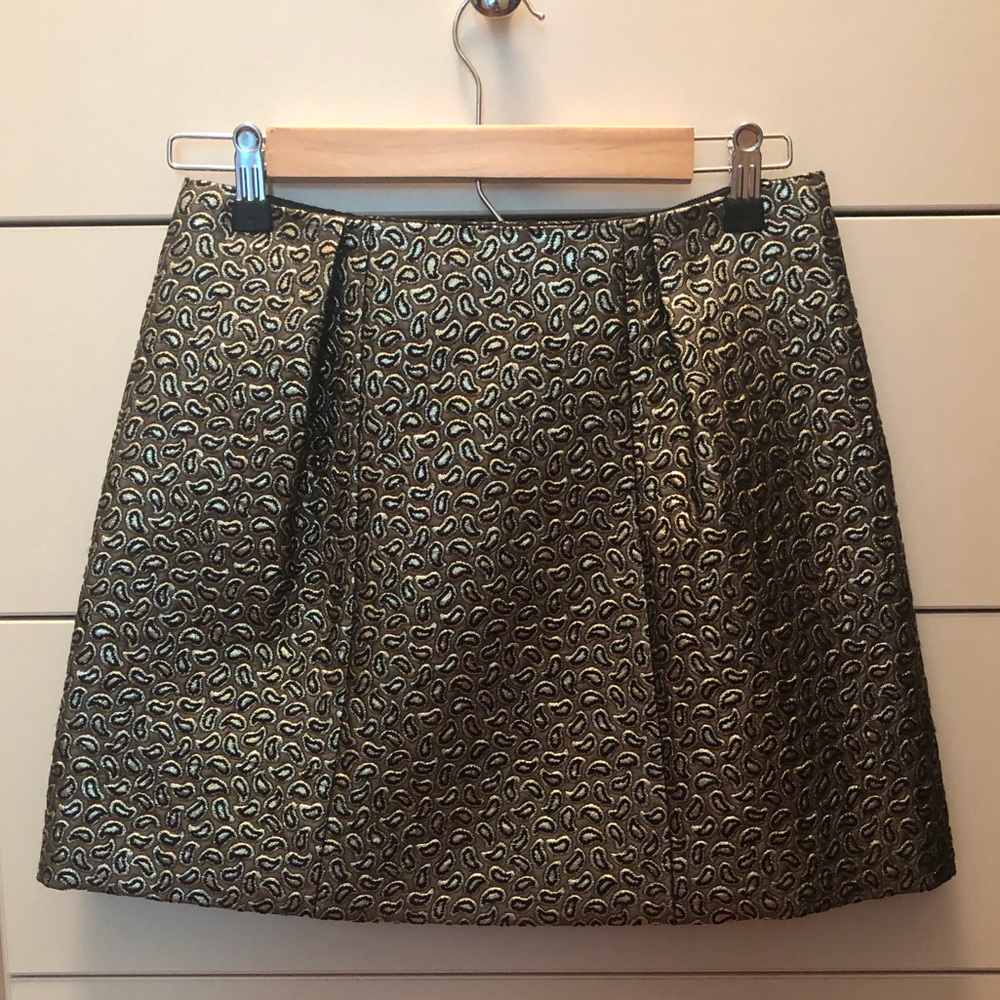 Tibi Black and Gold Mini Skirt